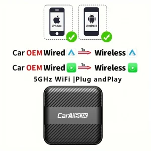 Wireless CarPlay and Android Auto Adapter for OEM Car Radio Systems with Wired Connectivity