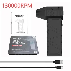 130,000 RPM Turbo Frenzy Fan Electric Air Duster with 3 Gear Adjustable Speed and LED Indicator for Pet Drying and Car Cleaning