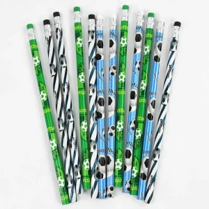 Wooden Pencils 12-Piece Pack for Kids Football Rugby Soccer Theme Party Favors and Back to School Stationery Gifts