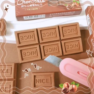 Kawaii Chocolate Eraser for School Stationery Set: Rubber Eraser for Back to School Essentials and Supplies