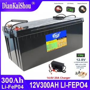 12V 24V 300Ah LiFePO4 Deep Cycle Battery with Built in BMS for Home Energy Storage and Backup Power