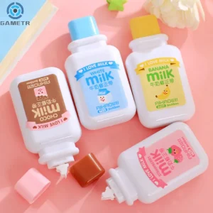 Kawaii Portable Correction Tape Corrector in Milk Bottle Design for Students and Office Use