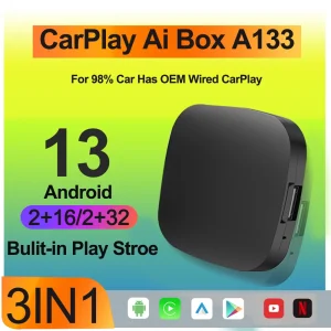 Wireless CarPlay Adapter for Android 13 with Netflix and YouTube Support for VW Toyota Mazda Hyundai Haval GMC Ford Chevrolet Vehicles