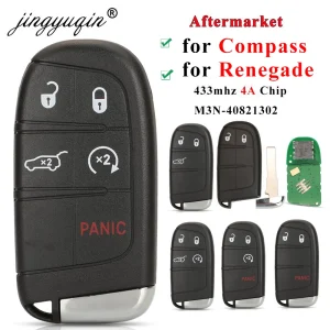 Jeep Compass Renegade SIP22 Replacement Keyless Entry Remote Fob 433.92Mhz 4A Chip PCF7953M2800 HITAG AES M3N-40821302 68250335AB