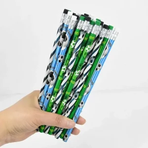 Wooden Pencils 12-Piece Pack for Kids Football Rugby Soccer Theme Party Favors and Back to School Stationery Gifts