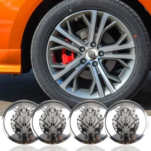 4PCS 56mm Wolf Dragon Emblem Car Wheel Center Hub Cap Sticker Rim Cover Badge for Honda Toyota BMW Kia Chevrolet Ford Lexus SUV Sedan Car Accessories