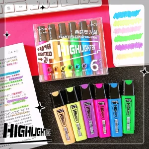 Kawaii Aesthetic Stationery Collection with Color Markers and Highlighters for School and Office Use