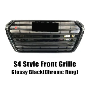 XVIP Front Glossy Black RS4 Style Bumper Grille Fit For Audi A4 S4 B9 2016-2019 To RS4 Style High Quality Honeycomb Upper Grille