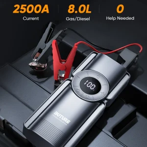 2500A Peak Current Car Battery Booster Pack with Multifunctional LED Flashlight and Quick-Charge 2.0