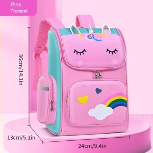 Unicorn Print Back to School Shoulder Bag for Kids, Oxford Fabric Cartoon Character Backpack for Boys and Girls