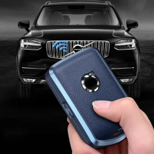 Volvo S60 S90 XC40 XC60 XC90 V60 V90 Car Key Cover Case with Leather and Aluminum Alloy Protection Accessory