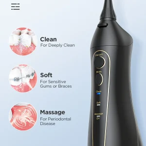 Portable Dental Water Flosser with 300ML Detachable Water Tank and 7 Rotatable Jet Tips for Travel and Home Use