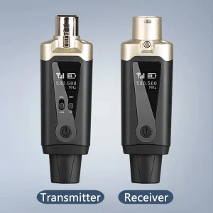 Wireless Dynamic Microphone Converter System with Automatic UHF Transmitter and XLR Adapter