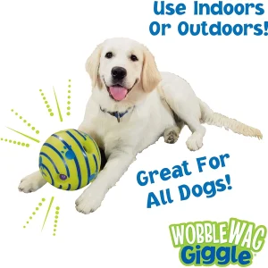 Wobble Wag Giggle Glow Ball Interactive Dog Toy Fun Giggle Sounds When Rolled or Shaken Pets Know Best As Seen On TV