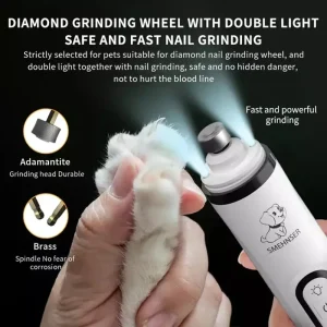 USB Rechargeable Electric Pet Nail Grinder Trimmer with LED Light for Cats and Dogs