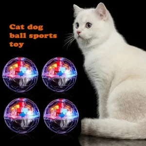 Interactive RGB Light Flashing Motion Sensor Cat Toy Ball for Hunting and Reaction Training