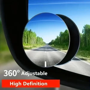 Wide Angle Adjustable Rear View Mirror for Car Blind Spot 360 Degree Convex Round Mirror for Safe Reversing and Driving