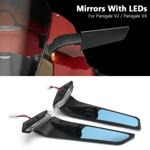 2020-2023 Ducati Panigale V2 and 2019-2022 V4 Adjustable Motorcycle Rearview Mirrors with Integrated LED Turn Signals