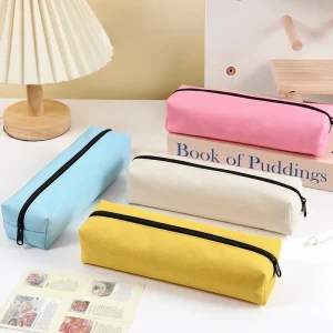 Large Capacity Solid Color Oxford Cloth Pencil Case for School Supplies and Stationery