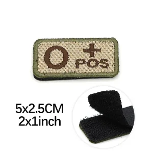 1Pcs Embroidery Patches Blood Type Positive Negative Military Tactics Badge for Backpack Hook & Loop Army Accessories A B O AB