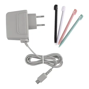 Universal Travel Charger for Nintendo DS Lite Console: 5.2V 450mA AC Power Adapter with 3-Color Stylus Pen and Compact Wall Charger