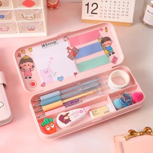 Kawaii Daisy Macaron Color Plastic Frosted PP Pencil Case with Gift Buckle Box Bag for Back to School Students Stationery Supplier