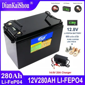 12V 24V 300Ah LiFePO4 battery with built-in BMS to replace most backup power devices, suitable for home energy storage travel