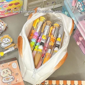 Japanese Cute Cartoon Toast Cat Kawaii Plush Pencil Bag Back To School Study Stationery School Supplies Pencil Cases Cute Bag