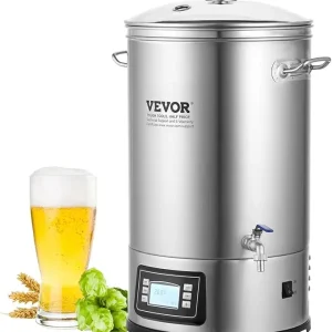 Electric All Grain Beer Brewer with 9.2 Gal Stainless Steel Pot, Automatic Temperature Control, and Circulating Pump