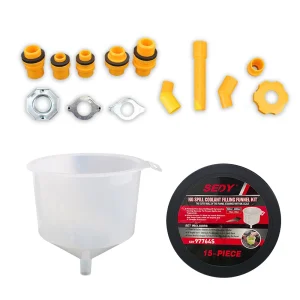 Portable Spill Proof Coolant Filling Kit for Gasoline Kerosene and Other Fluids with Durable Plastic Construction