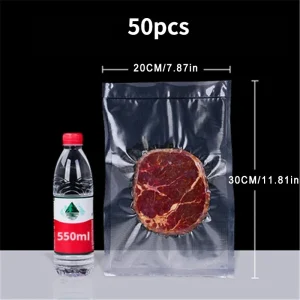 Airtight Food Packaging Vacuum Sealer Bags, 50 Pcs Disposable Compression Bags for Freshness Preservation of Meat, Fruits, and Vegetables