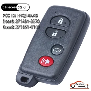 KEYECU 314.3MHz 433MHz Frequency 4 Button Remote Key for Toyota Highlander 2007-2013