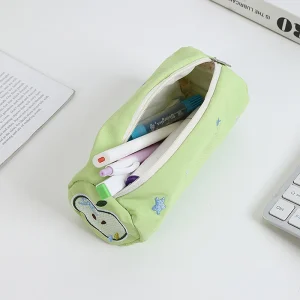 Kawaii Green Apple Print Stationery Bag with Multi-Functional Design for Back to School Essentials and Daily Accessories