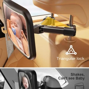 Baby Car Mirror with LED Light and Hook Clip Design for Easy Attachment to Car Seat Headrest