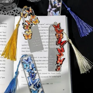 Hollow Metal Butterfly Bookmark with Tassel for Reading Enthusiasts