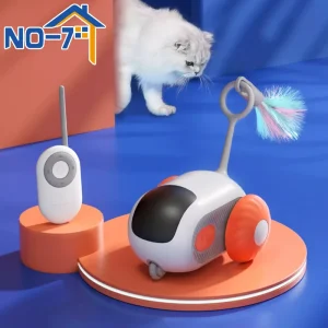 Interactive Automatic Rolling Remote Control Cat Toy Car with Obstacle Avoidance and Self-Righting Design for Indoor Pet Kitten Play