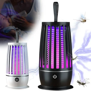 USB Rechargeable Electric Fly Trap Lamp with Night Light for Indoor and Outdoor Pest Control