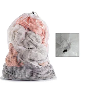 Large Size Polyester Mesh Laundry Bag with Reinforced Drawstring and Anti-Rip Construction for Heavy Duty Use