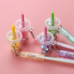 1 PCS Lytwtw’s Cute Kawaii Daisies Flower Milk Tea Cup Pendant Gel Pen School Office Supply Stationery Creative Sweet Lovely Pen