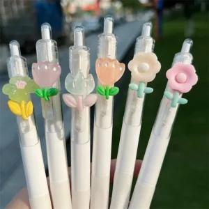 Korean Style Girls Mini Flower Design Gel Ink Pens for School Office Writing