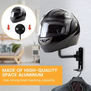 Wall Mounted 180 Degree Rotating Metal Motorcycle Helmet Holder and Display Stand