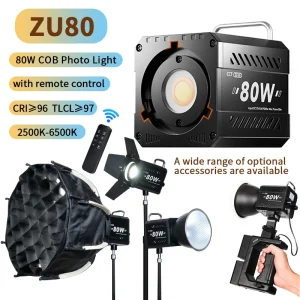 80W Handheld LED Video Light with Dual Color Temperature for Professional Photography and Videography