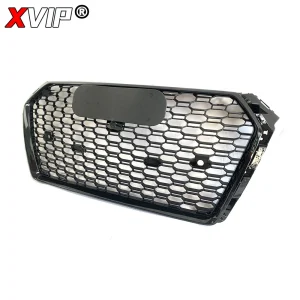 XVIP Front Glossy Black RS4 Style Bumper Grille Fit For Audi A4 S4 B9 2016-2019 To RS4 Style High Quality Honeycomb Upper Grille