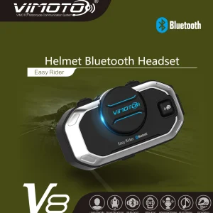 Vimoto V8 English Version Motorcycle Helmet Intercom Bluetooth-compatible Headset Noise Reduction 2 Way Radios Easy Rider