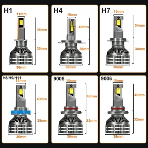 YHKOMS 300W 30000LM Canbus H4 H7 Led 9005 9006 H1 H11 Bulb Led Lamp 24 CSP 9054 Power Car Headlight Light 3 Copper Tubes