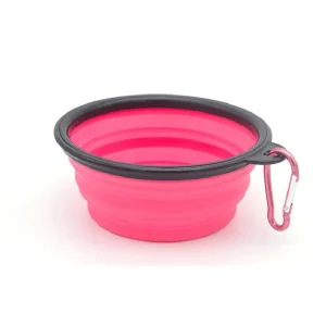 Silicone Folding Travel Pet Bowl with Carabiner and Four-Layer Design for Easy Clean and Portability