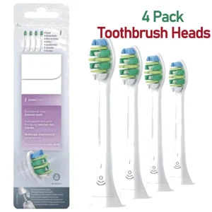 White Standard Replacement Electric Toothbrush Heads for Philips Sonicare I InterCare 4 Pack High-Density Bristle Brush Heads