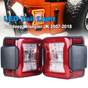 07-18 Jeep Wrangler JK US/Euro Version LED Rear Tail Light Assembly with Daytime Running Lights Brake Reverse Light