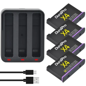 Insta360 X4 Enhanced Long Lasting 2400mAh Replacement Battery with 3slot USB Travel Charger Kit