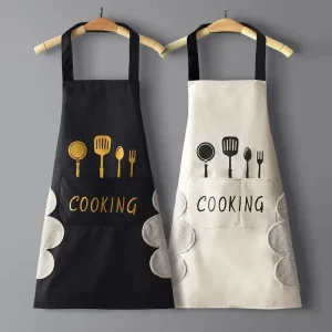 2024 Kitchen Household Waterproof and Oil-proof Men and Women New Apron Cooking Baking Waterproof Oilproof Aprons Hand-wiping